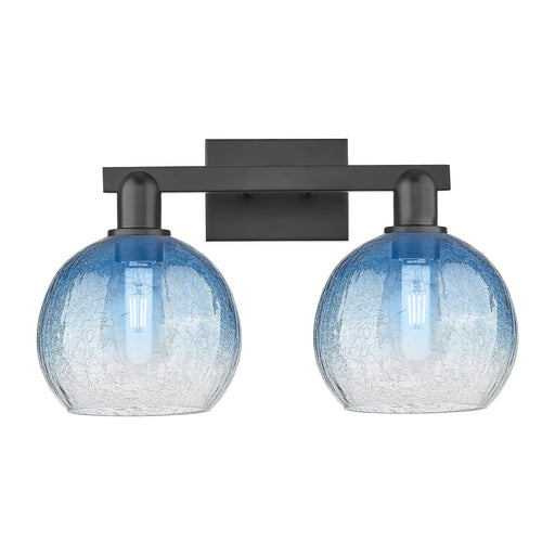 Innovations Brookhaven Globe 19in 2-Light Bath Vanity | Industrial Matte Black Steel and Sapphire Blue Glass | Bathroom Vanity | Model 716-2W-BK-G483-8SB