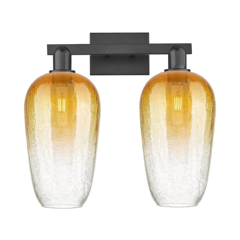 Innovations Brookhaven Flute 18in 2-Light Bath Vanity Light | Industrial Matte Black Steel and Amber Glass | Bathroom Vanity | Model 716-2W-BK-G484-7AM