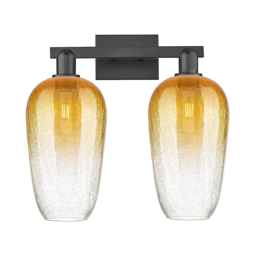 Innovations Brookhaven Flute 18in 2-Light Bath Vanity Light | Industrial Matte Black Steel and Amber Glass | Bathroom Vanity | Model 716-2W-BK-G484-7AM