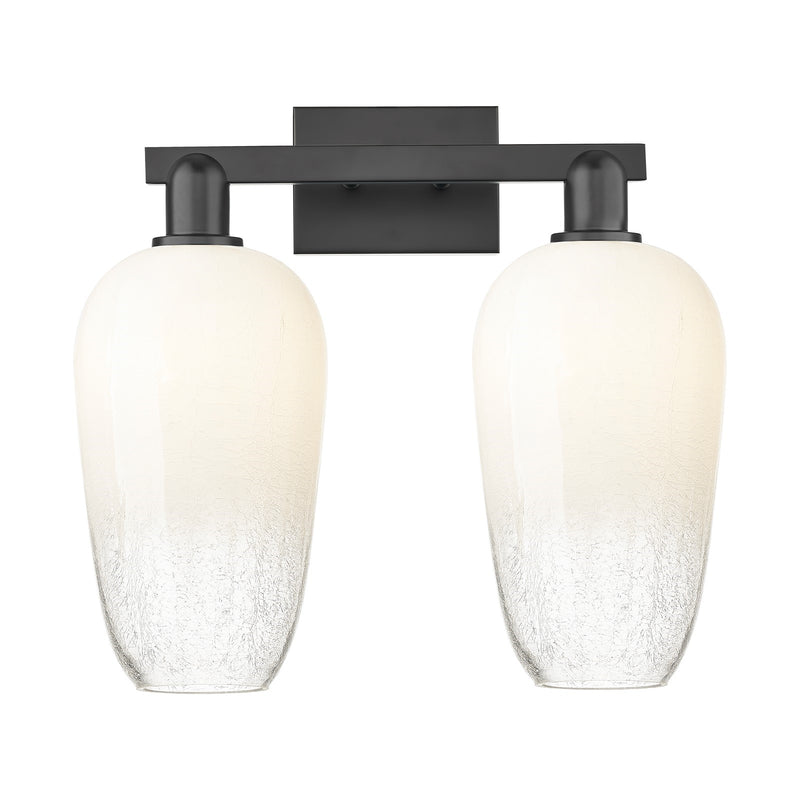 Innovations Brookhaven Flute 18in 2-Light Bath Vanity | Industrial Matte Black Steel and Opal Glass | Bathroom & Powder Room | Model 716-2W-BK-G484-7OP