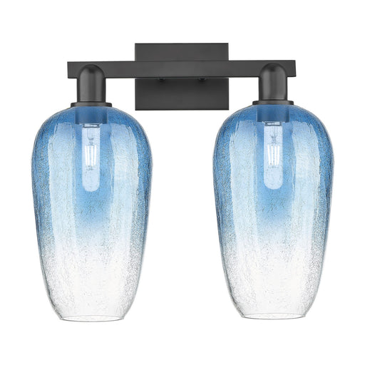 Innovations Brookhaven Flute 18in 2-Light Bath Vanity | Industrial Modern Matte Black Steel and Sapphire Blue Glass | Bathroom | Model 716-2W-BK-G484-7SB
