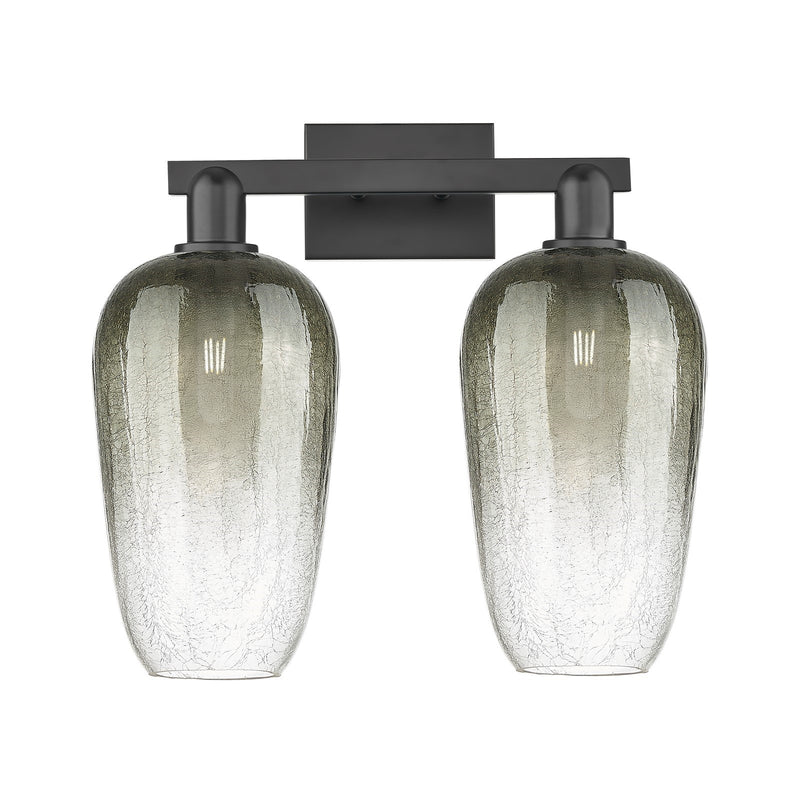 Innovations Brookhaven Flute 18in 2-Light Bath Vanity | Industrial Matte Black Steel and Slate Glass | Bathroom & Powder Room | Model 716-2W-BK-G484-7SL