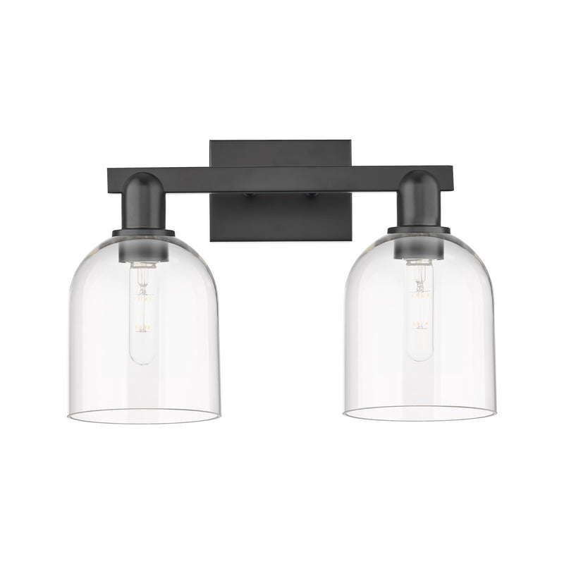 Innovations Bella 17in 2-Light Bath Vanity Light | Industrial Matte Black Steel and Clear Glass | Bathroom Vanity | 16.5 x | Model 716-2W-BK-G558-6CL
