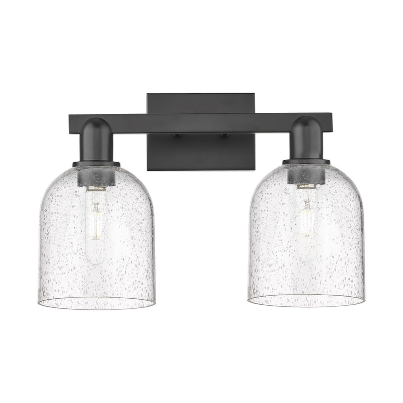 Innovations Bella 17in 2-Light Bath Vanity Light | Industrial Matte Black Steel and Seedy Glass | Bathroom Vanity | 16.5 x | Model 716-2W-BK-G558-6SDY