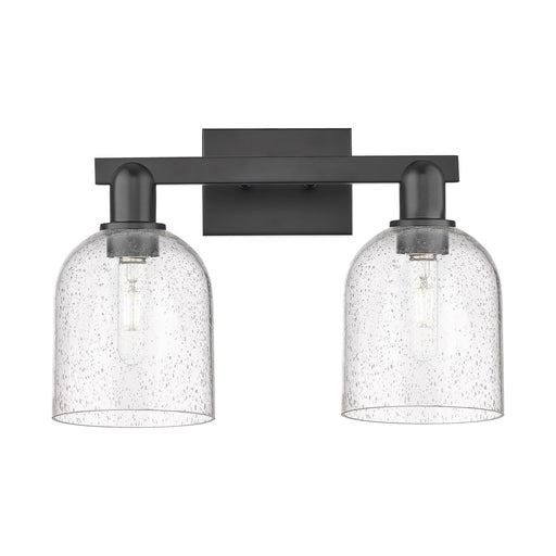 Innovations Bella 17in 2-Light Bath Vanity Light | Industrial Matte Black Steel and Seedy Glass | Bathroom Vanity | 16.5 x | Model 716-2W-BK-G558-6SDY