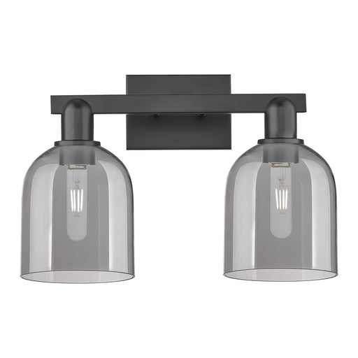 Innovations Bella 17in 2-Light Bath Vanity Light | Industrial Matte Black Steel and Light Smoke Glass | Bathroom Vanity | 16.5 | Model 716-2W-BK-G558-6SM