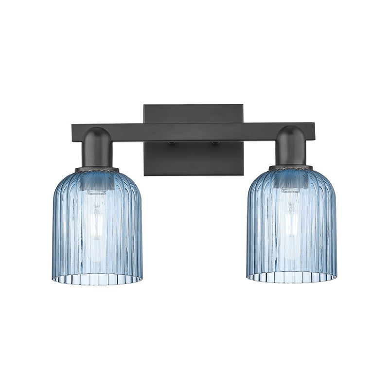 Innovations Bridal Veil 2Lt 16" Bath Light, Black/Blue - 716-2W-BK-G559-5BL