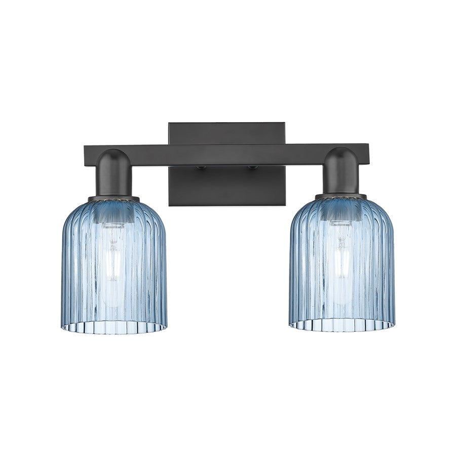 Innovations Bridal Veil 2Lt 16" Bath Light, Black/Blue - 716-2W-BK-G559-5BL