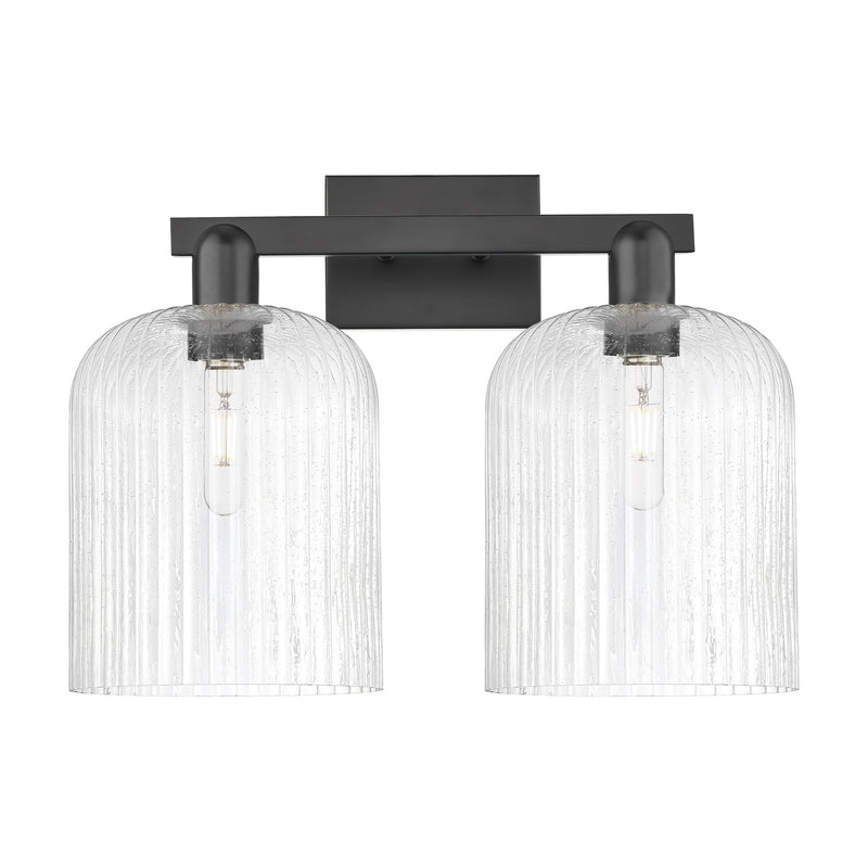 Innovations Bridal Veil 19in 2-Light Bath Vanity Light | Industrial Matte Black Steel and Seedy Bell Glass | Bathroom Vanity | Model 716-2W-BK-G559-8SDY