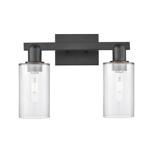Innovations Clymer 15in 2-Light Bath Vanity Light | Industrial Matte Black Steel and Clear Glass | Bathroom Vanity | 14.88 x 6.44 x | Model 716-2W-BK-G802