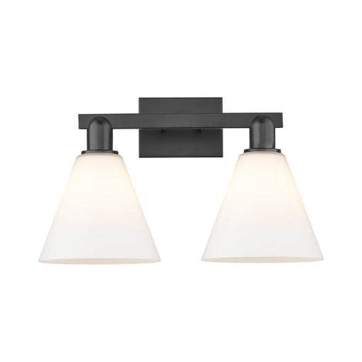 Innovations Berkshire Glass 19in 2-Light Bath Vanity | Industrial Matte Black Steel and Matte White Glass | Bathroom Vanity Light | Model 716-2W-BK-GBC-81