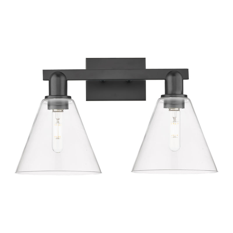 Innovations Berkshire Glass 19in 2-Light Bath Vanity | Industrial Matte Black Steel and Clear Glass | Bathroom Vanity & Powder | Model 716-2W-BK-GBC-82
