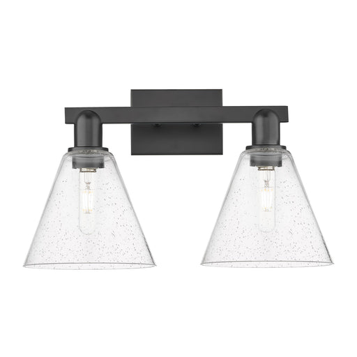 Innovations Berkshire Glass 19in 2-Light Bath Vanity | Industrial Matte Black Steel and Seedy Glass | Bathroom Vanity Light | 19 | Model 716-2W-BK-GBC-84