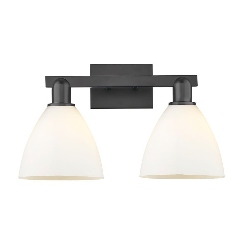 Innovations Bristol 19in 2-Light Bath Vanity Light | Industrial Matte Black Steel and Matte White Glass | Bathroom Vanity | 18.5 | Model 716-2W-BK-GBD-751
