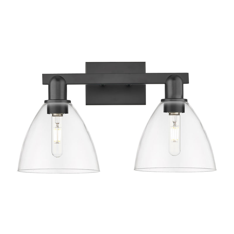 Innovations Bristol 19in 2-Light Bath Vanity Light | Industrial Matte Black Steel and Clear Glass | Bathroom Vanity | 18.5 x | Model 716-2W-BK-GBD-752