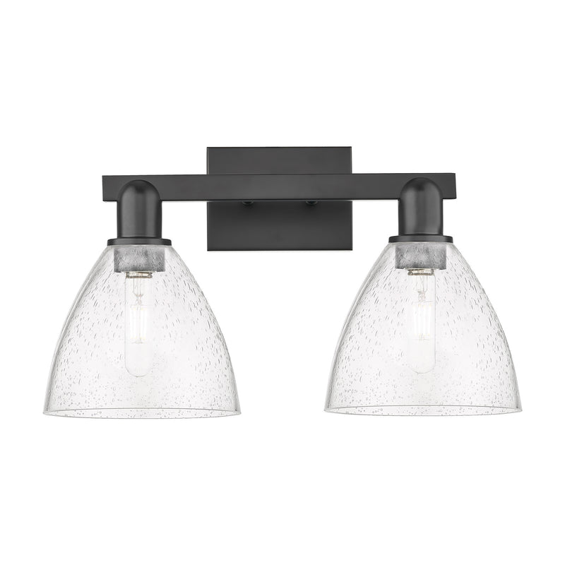 Innovations Bristol 19in 2-Light Bath Vanity Light | Industrial Matte Black Steel and Seedy Glass | Bathroom Vanity | 18.5 x | Model 716-2W-BK-GBD-754