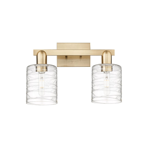 Innovations Cobbleskill 16in 2-Light Bath Vanity Light | Industrial Champagne Bronze Steel and Deco Swirl Glass | Bathroom Vanity | Model 716-2W-CB-G1113
