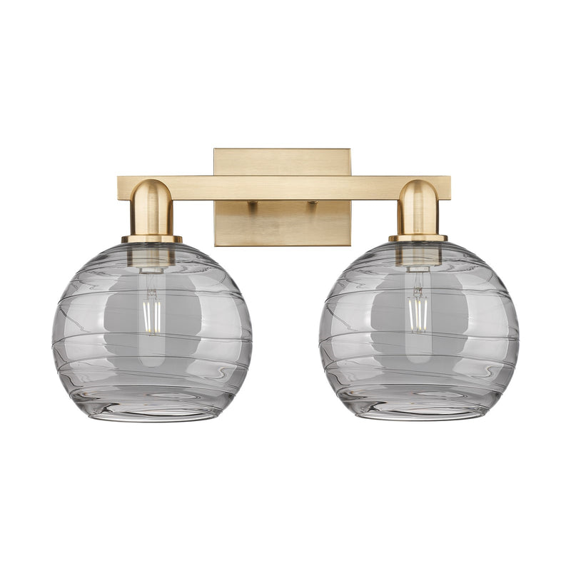 Innovations Athens Deco Swirl 19in 2-Light Bath Vanity Light | Industrial Champagne Bronze Steel and Light Smoke Glass | Model 716-2W-CB-G1213-8SM