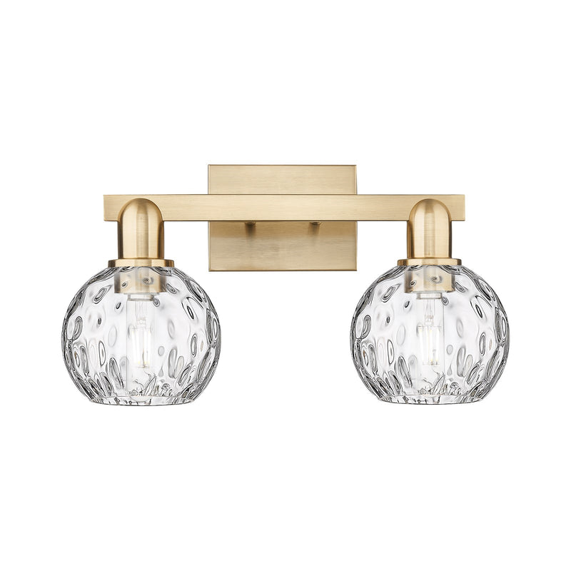 Innovations Athens Water Glass 17in 2-Light Bath Vanity | Industrial Champagne Bronze Steel and Clear Glass Globe Shades | Model 716-2W-CB-G1215-6
