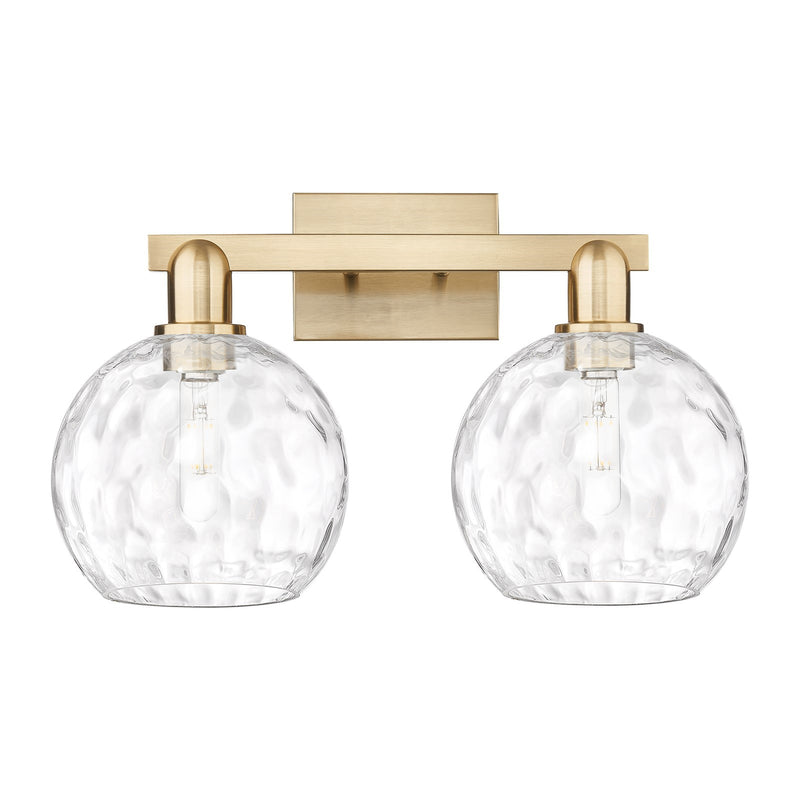 Innovations Athens Water Glass 19in 2-Light Bath Vanity | Industrial Champagne Bronze Steel and Clear Glass | Kitchen Island & | Model 716-2W-CB-G1215-8