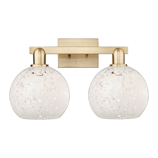 Innovations Lighting White Mouchette 19in 2-Light Bath Vanity | Industrial Champagne Bronze Steel and White Mouchette Glass | Model 716-2W-CB-G1216-8WM
