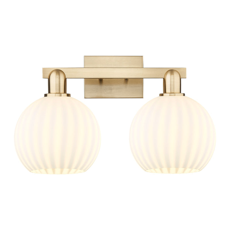 Innovations Lighting Arcadia 19in 2-Light Bath Vanity Light | Industrial Champagne Bronze Steel and White Venetian Glass | Model 716-2W-CB-G1217-8WV