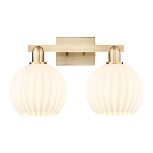Innovations Lighting Arcadia 19in 2-Light Bath Vanity Light | Industrial Champagne Bronze Steel and White Venetian Glass | Model 716-2W-CB-G1217-8WV