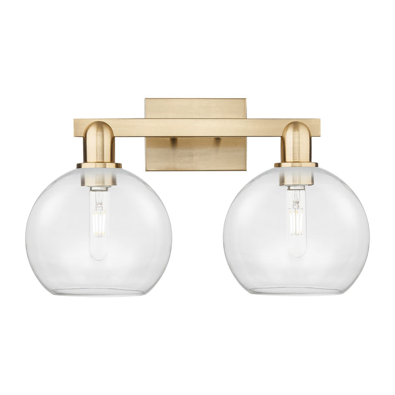 Innovations Athens 19in 2-Light Bath Vanity Light | Industrial Champagne Bronze Steel and Clear Glass | Bathroom Vanity & Powder | Model 716-2W-CB-G122-8