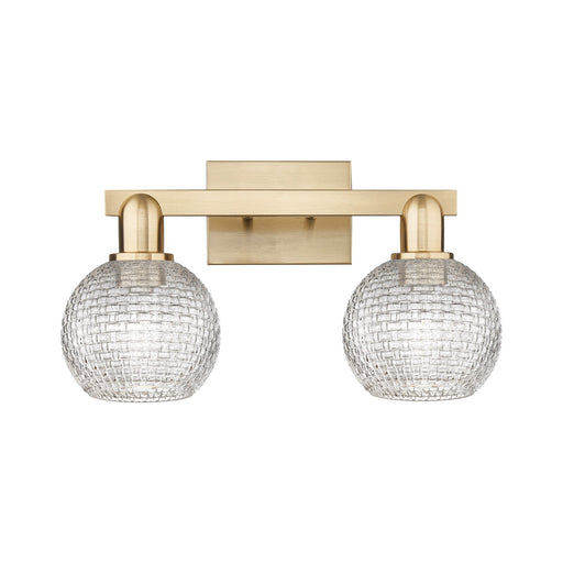 Innovations Athens 17in 2-Light Bath Vanity Light | Industrial Champagne Bronze Steel and Clear Basket Weave Glass | Bathroom | Model 716-2W-CB-G122C-6CL