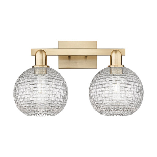 Innovations Athens 19in 2-Light Bath Vanity Light | Industrial Champagne Bronze Steel and Clear Basket Weave Glass | Bathroom | Model 716-2W-CB-G122C-8CL