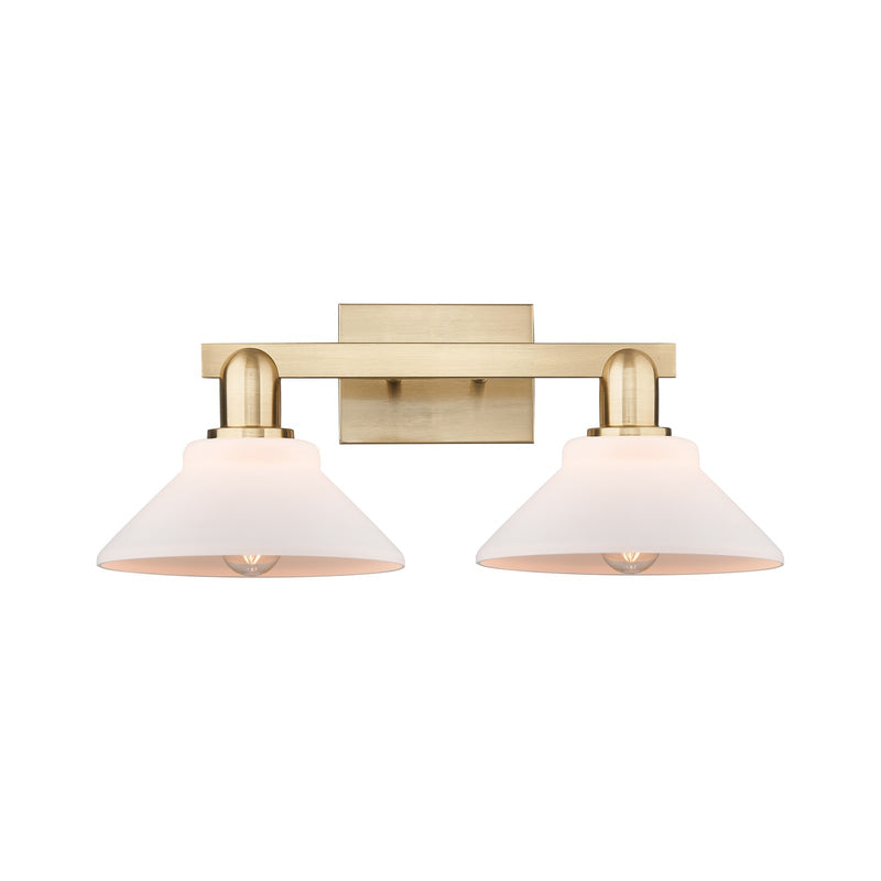Innovations Orwell 19in 2-Light Bath Vanity Light | Industrial Champagne Bronze Steel and Matte White Glass | Bathroom Vanity | Model 716-2W-CB-G131