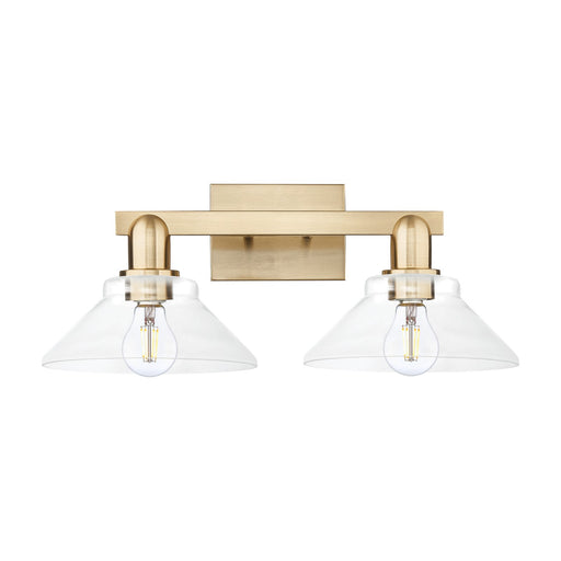 Innovations Orwell 19in 2-Light Bath Vanity Light | Industrial Champagne Bronze Steel and Cast Brass with Clear Cone Glass Shades | Model 716-2W-CB-G132