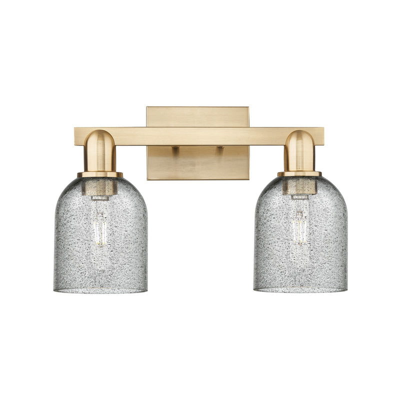 Innovations Caledonia 16in 2-Light Bath Vanity Light | Industrial Champagne Bronze Steel and Charcoal Glass | Bathroom Vanity & | Model 716-2W-CB-G257