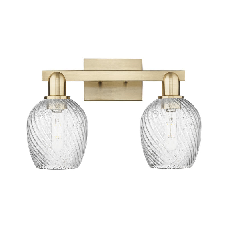 Innovations Salina 17in 2-Light Bath Vanity Light | Industrial Champagne Bronze Steel and Clear Spiral Fluted Glass | Bathroom | Model 716-2W-CB-G292