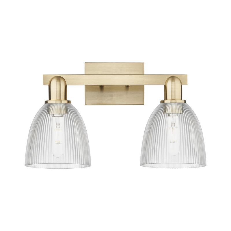 Innovations Castile 17in 2-Light Bath Vanity Light | Industrial Champagne Bronze Steel and Clear Glass | Bathroom Vanity | 17 x | Model 716-2W-CB-G382