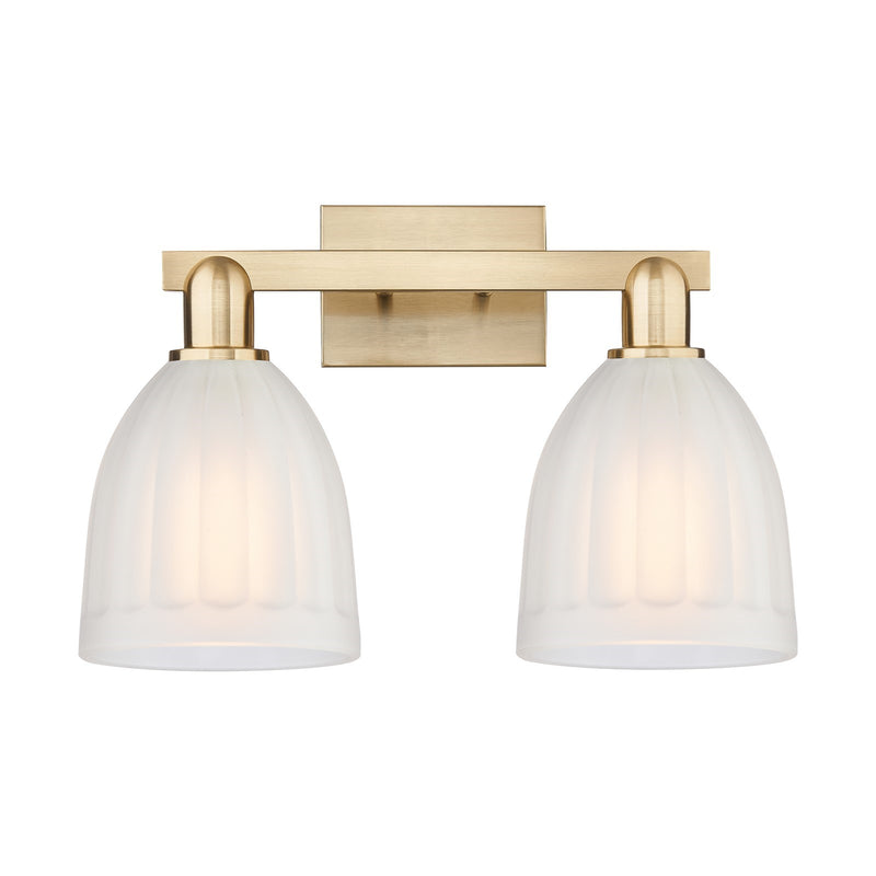 Innovations Brookfield 17in 2-Light Bath Vanity Light | Industrial Champagne Bronze Steel and White Frosted Ribbed Glass | Bathroom | Model 716-2W-CB-G441