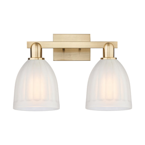 Innovations Brookfield 17in 2-Light Bath Vanity Light | Industrial Champagne Bronze Steel and White Frosted Ribbed Glass | Bathroom | Model 716-2W-CB-G441