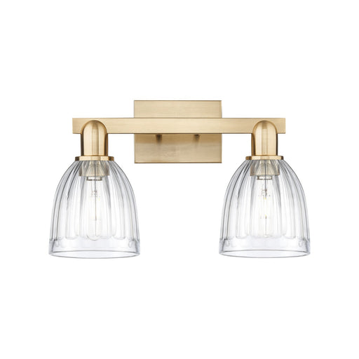 Innovations Brookfield 17in 2-Light Bath Vanity Light | Industrial Champagne Bronze Steel and Clear Ribbed Glass | Bathroom Vanity | Model 716-2W-CB-G442