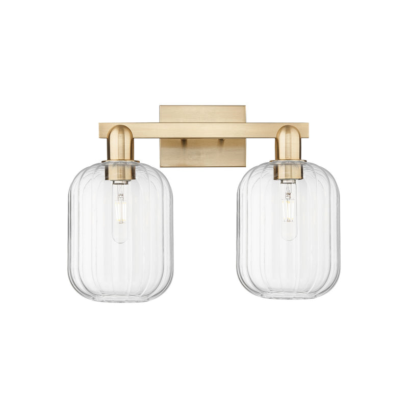 Innovations Preston Cylinder 17.75in 2-Light Bath Vanity | Industrial Champagne Bronze Steel and Clear Glass | Bathroom Vanity | Model 716-2W-CB-G460-7CL