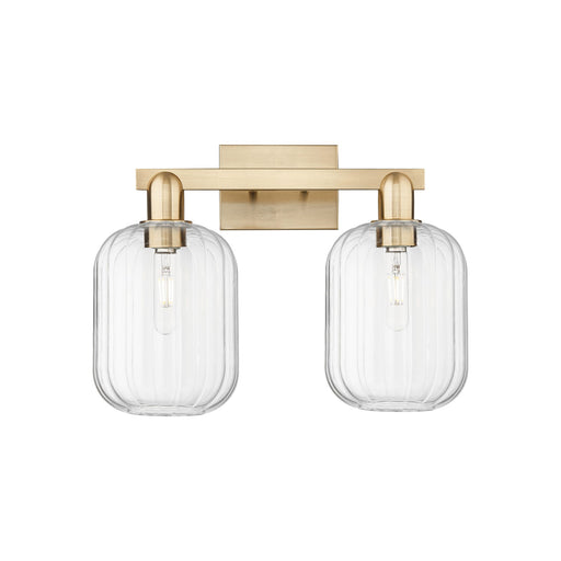Innovations Preston Cylinder 17.75in 2-Light Bath Vanity | Industrial Champagne Bronze Steel and Clear Glass | Bathroom Vanity | Model 716-2W-CB-G460-7CL