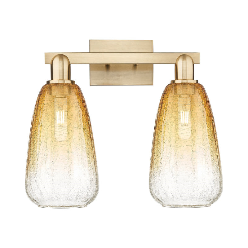 Innovations Brookhaven Almond 17in 2-Light Bath Vanity Light | Industrial Champagne Bronze Steel and Amber Glass | Bathroom | Model 716-2W-CB-G480-6AM