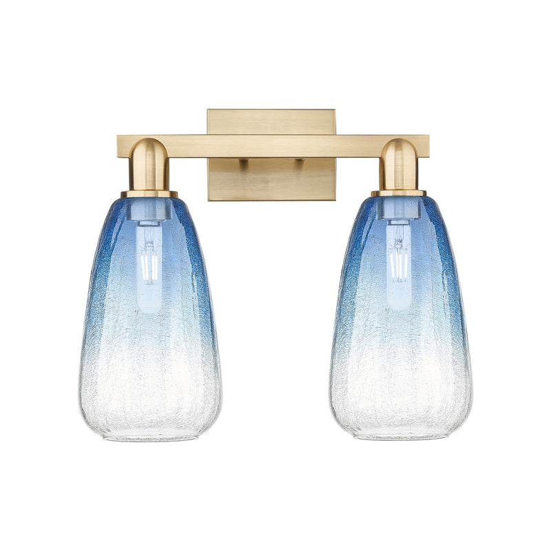 Innovations Brookhaven Almond 17in 2-Light Bath Vanity Light | Industrial Champagne Bronze Steel and Sapphire Blue Glass | Model 716-2W-CB-G480-6SB