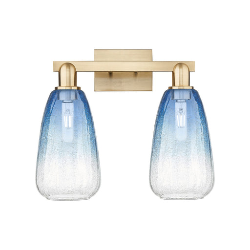 Innovations Brookhaven Almond 17in 2-Light Bath Vanity Light | Industrial Champagne Bronze Steel and Sapphire Blue Glass | Model 716-2W-CB-G480-6SB