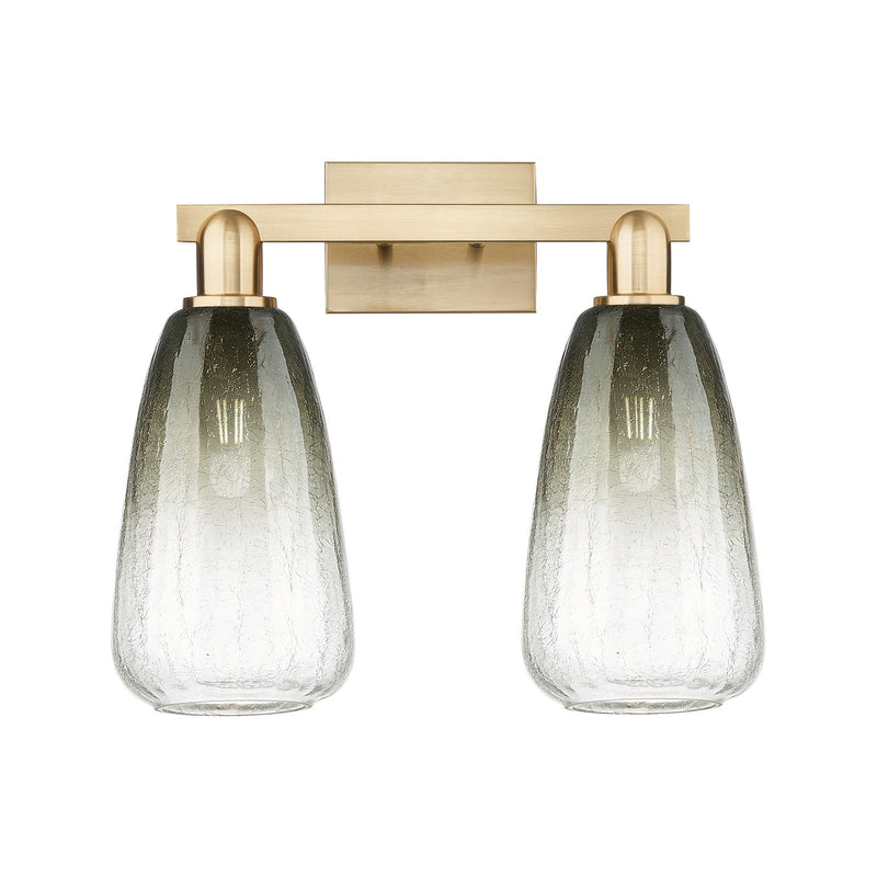 Innovations Brookhaven Almond 17in 2-Light Bath Vanity Light | Industrial Champagne Bronze Steel and Slate Glass | Bathroom | Model 716-2W-CB-G480-6SL