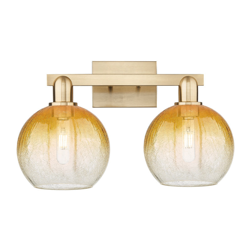 Innovations Brookhaven Globe 19in 2-Light Bath Vanity | Industrial Champagne Bronze Steel and Amber Glass | Bathroom Vanity | Model 716-2W-CB-G483-8AM