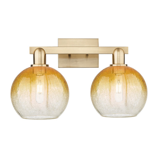 Innovations Brookhaven Globe 19in 2-Light Bath Vanity | Industrial Champagne Bronze Steel and Amber Glass | Bathroom Vanity | Model 716-2W-CB-G483-8AM