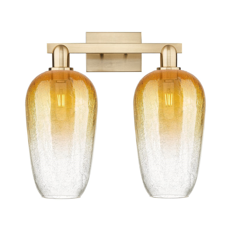 Innovations Brookhaven Flute 18in 2-Light Bath Vanity | Industrial Champagne Bronze Steel and Amber Glass | Bathroom Vanity | Model 716-2W-CB-G484-7AM