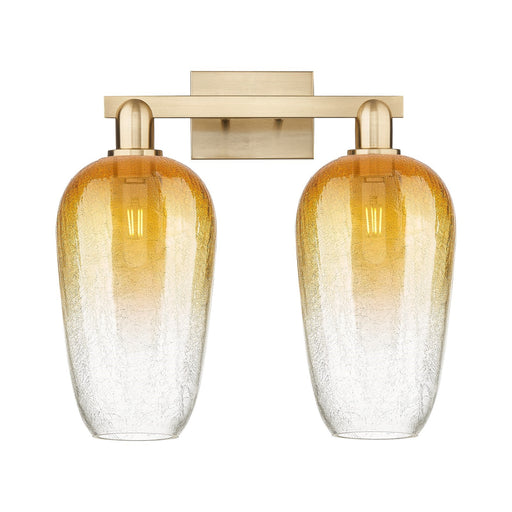 Innovations Brookhaven Flute 18in 2-Light Bath Vanity | Industrial Champagne Bronze Steel and Amber Glass | Bathroom Vanity | Model 716-2W-CB-G484-7AM