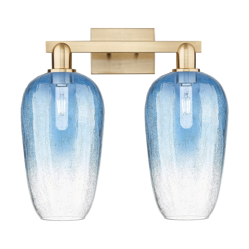 Innovations Brookhaven Flute 18in 2-Light Bath Vanity | Industrial Champagne Bronze Steel and Sapphire Blue Glass | Bathroom | Model 716-2W-CB-G484-7SB