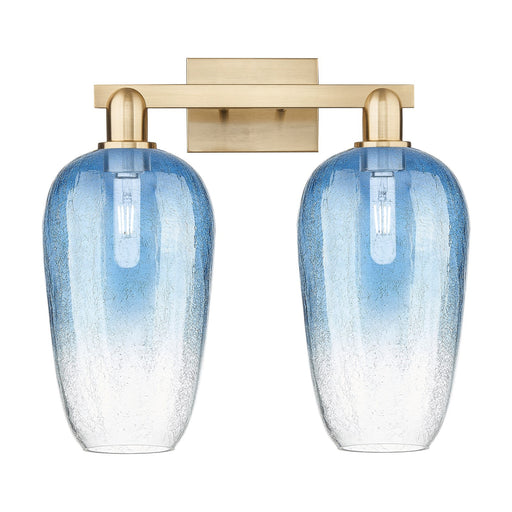 Innovations Brookhaven Flute 18in 2-Light Bath Vanity | Industrial Champagne Bronze Steel and Sapphire Blue Glass | Bathroom | Model 716-2W-CB-G484-7SB